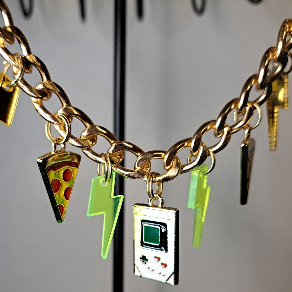 Pizza and Video Games Purse Charm Chain - purse not included